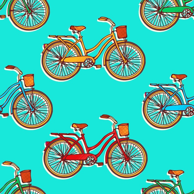 Seamless pattern with bicycles