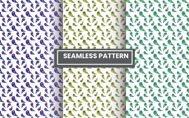 Seamless pattern with birds on a white background.