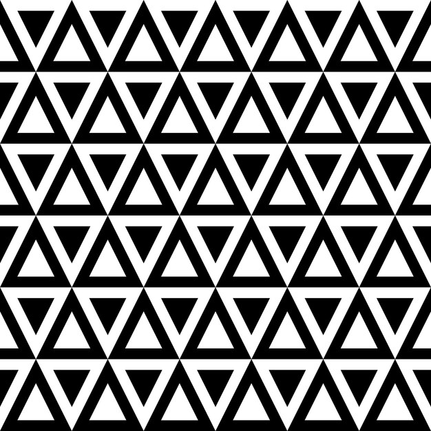 ベクトル 黒と白の三角形のシームレスパターン
