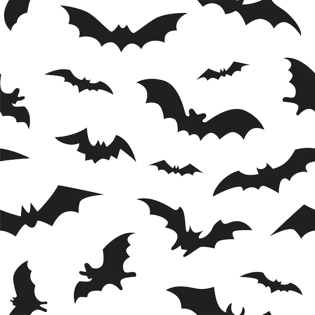 Seamless pattern with black bats