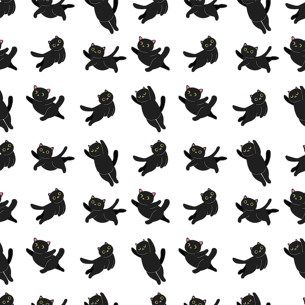 seamless pattern with black cats seamless texture with dancing black kittens stock vector