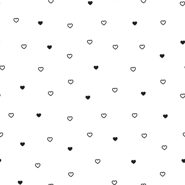 Seamless pattern with black hearts