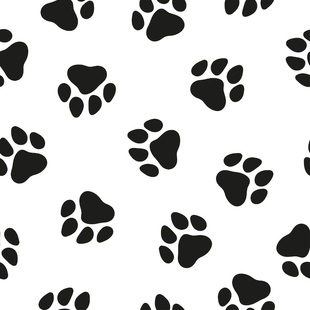 Vector seamless pattern with black paws