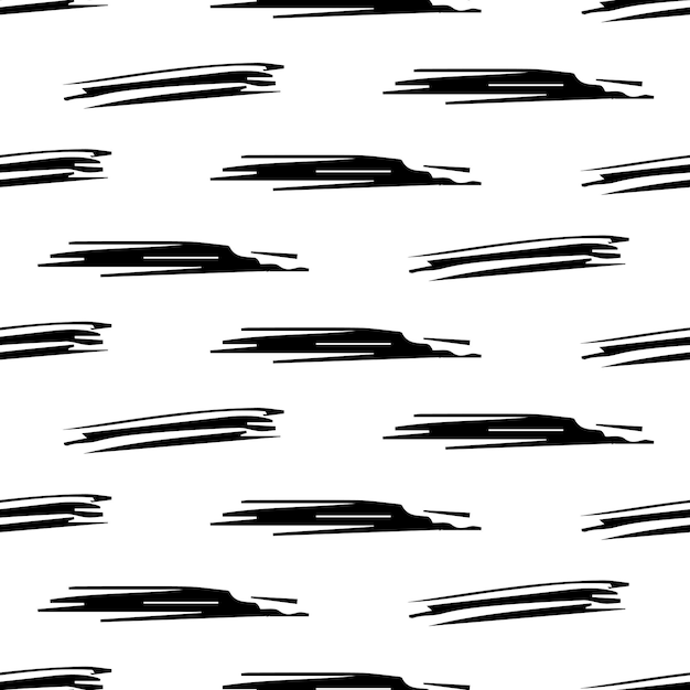 Seamless pattern with black pencil brushstrokes