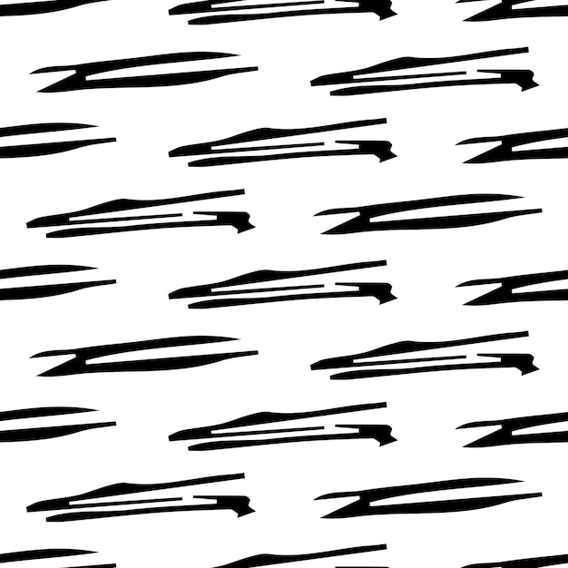 Seamless pattern with black pencil brushstrokes