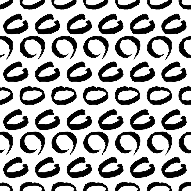 Seamless pattern with black sketch hand drawn brush scribble circles shape on white background Abstract grunge texture Vector illustration