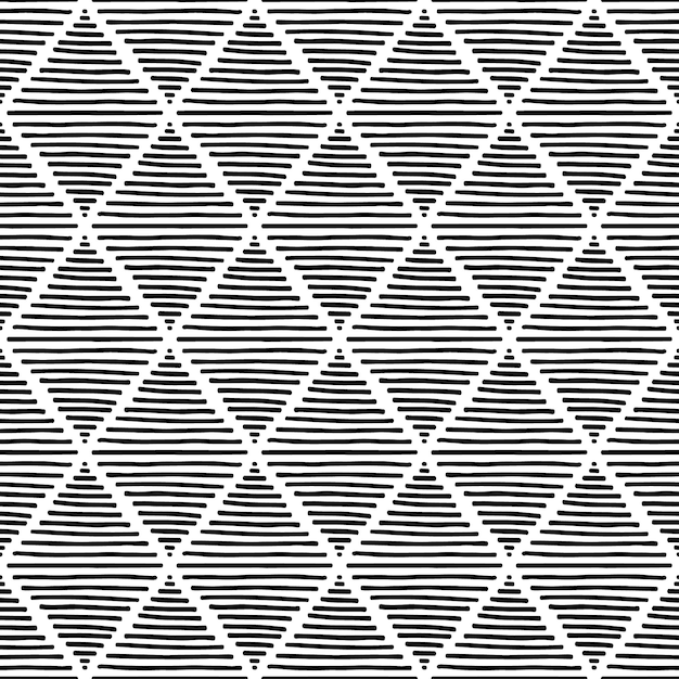 Seamless pattern with black striped rhombuses