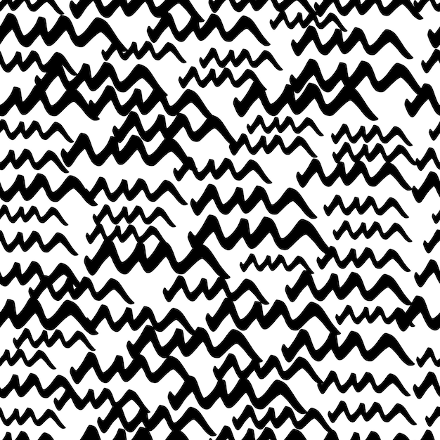 Seamless pattern with black wavy grunge brush strokes