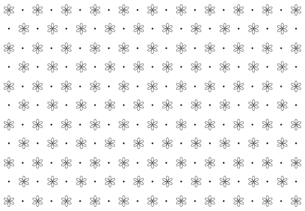 Seamless pattern with black and white flowers on a white background vector illustration