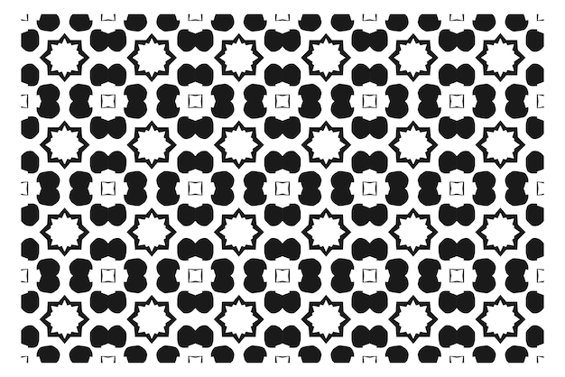 seamless pattern with black and white flowers on a white background