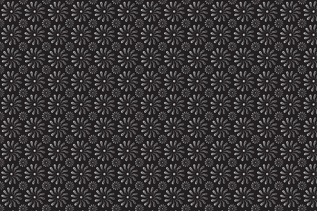 seamless pattern with black and white flowers