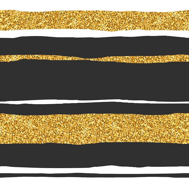 Seamless pattern with black white and gold glittering stripe