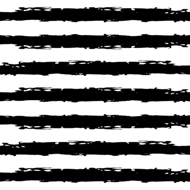 Бесшовный узор с черно-белыми полосками Ручной рисунок черно-желтыми мазками