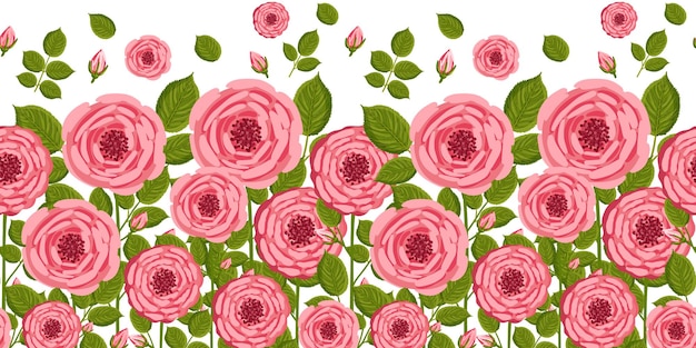 Vector seamless pattern with blooming roses vector floral illustration for postcard poster fabric