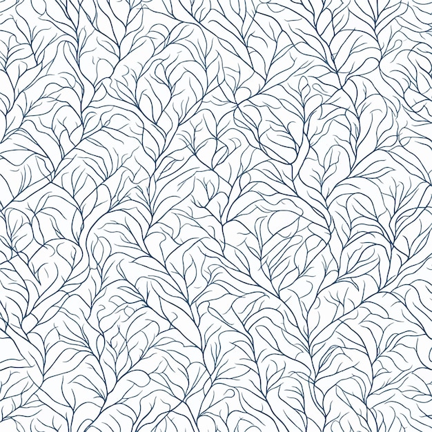 Seamless pattern with blue branches on a white background