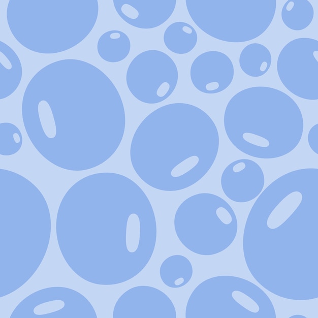 Бесшовный рисунок с синими пузырьками разного размера на светлом фоне