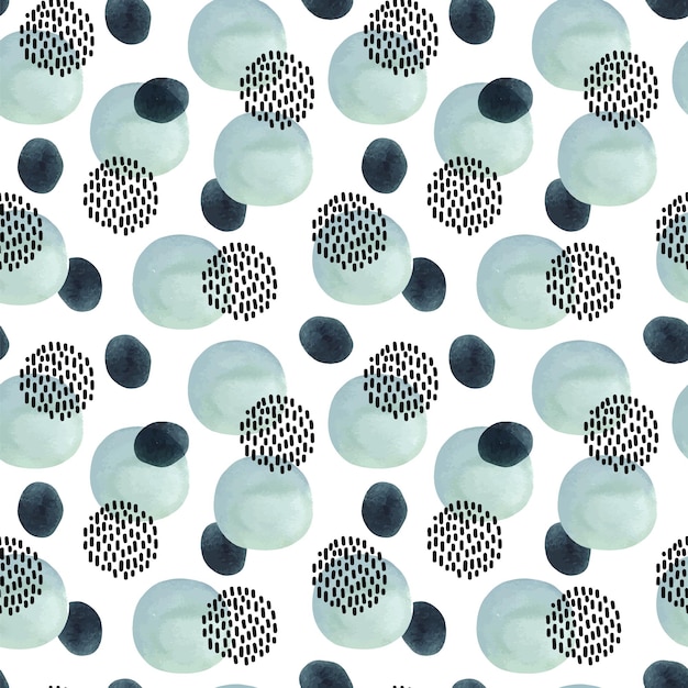 Seamless pattern with blue circles. Watercolor  Aquamarine abstract background with rounded shapes