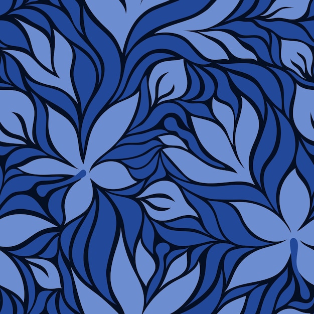 Seamless pattern with blue colors on a black background in a vector