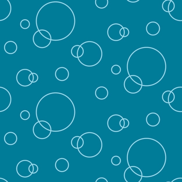 Seamless pattern with blue contour bubbles Linear abstract water background