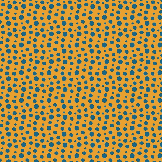 A seamless pattern with blue dots on an orange background