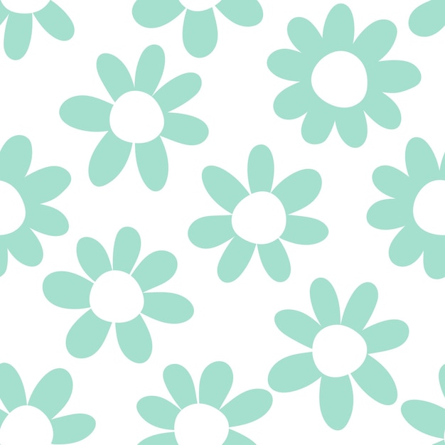 Seamless pattern with blue flowers