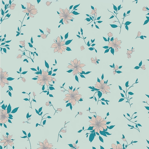 Seamless pattern with blue flowers