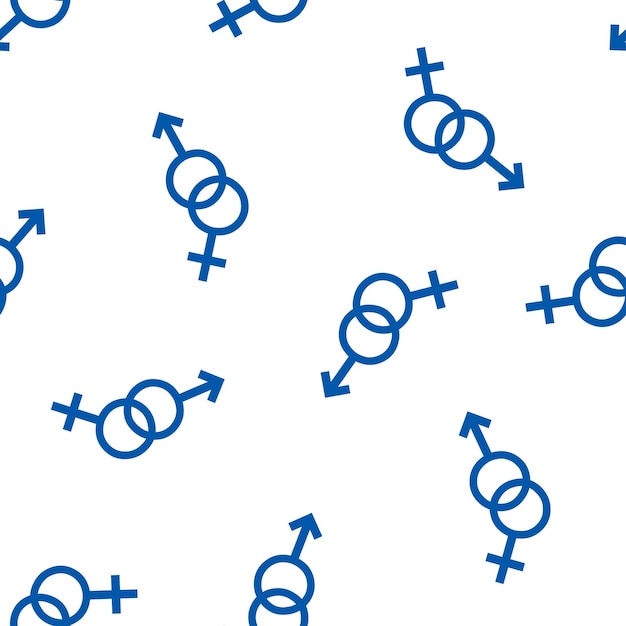 Seamless pattern with blue gender symbols