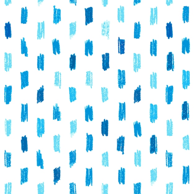 Seamless pattern with blue hand drawn crayon strokes.