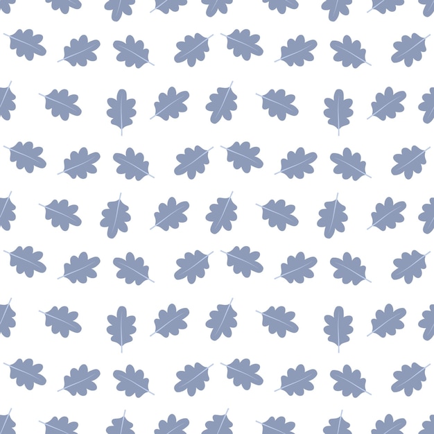 Seamless pattern with blue oak leaves