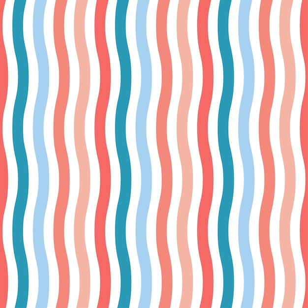 Seamless pattern with blue and orange wavy lines