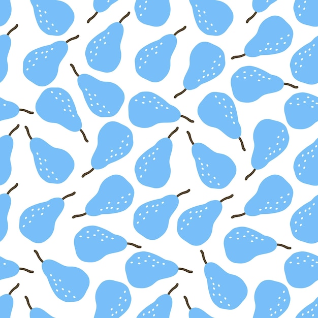 Seamless pattern with blue pears