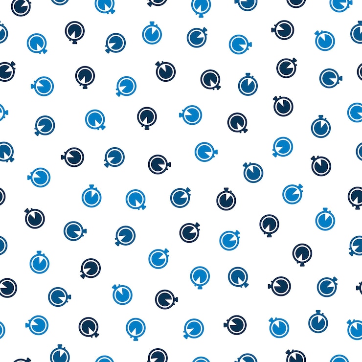 Vector seamless pattern with blue stopwatch icons