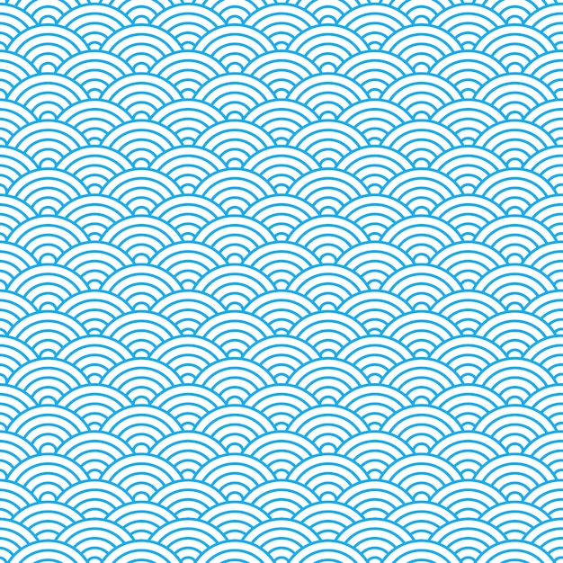 Vector seamless pattern with blue waves.