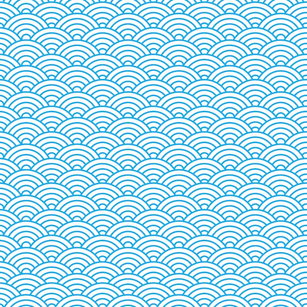 Vector seamless pattern with blue waves.