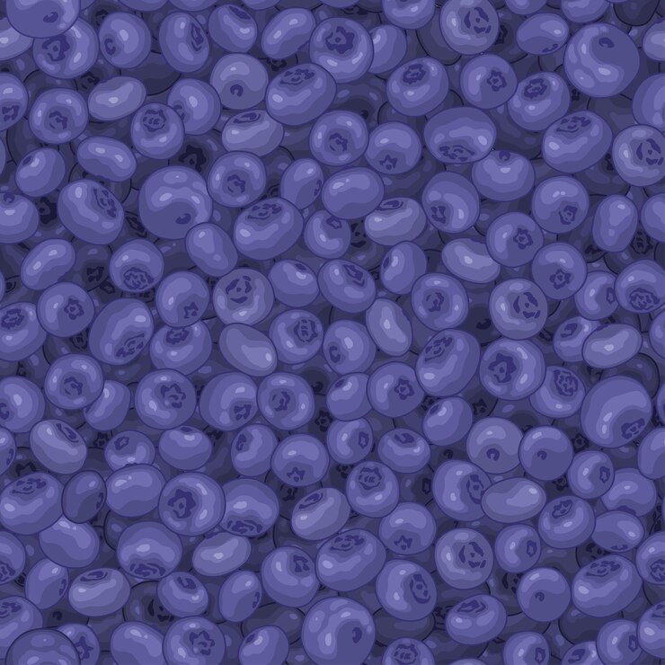 Vector seamless pattern with blueberries realistic berries 3d