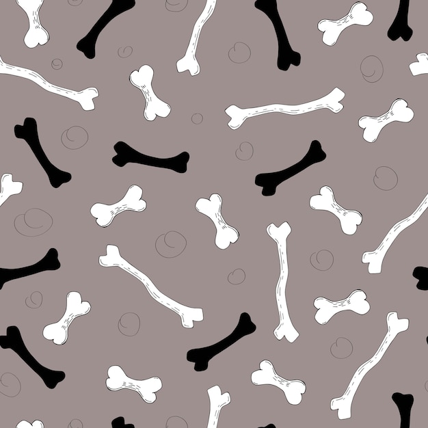 Vector seamless pattern with bones and decorative elements.