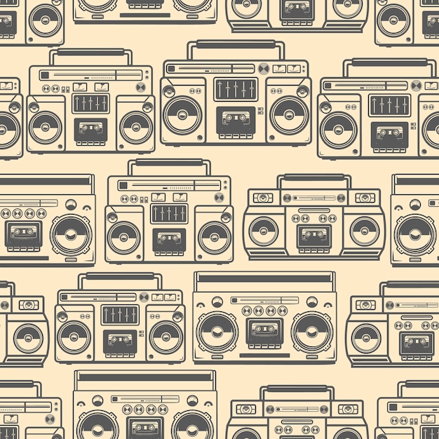 Vector seamless pattern with boomboxes design element for poster card banner t shirt vector illustration