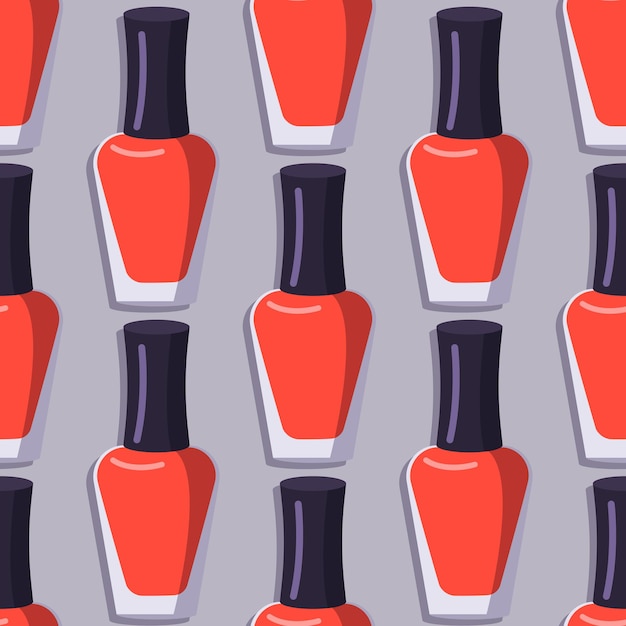 Vector seamless pattern with a bottle of red nail polish.