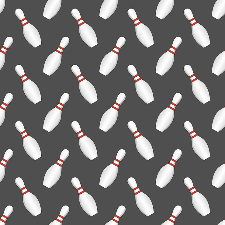 Seamless pattern with bowling pins and bowls