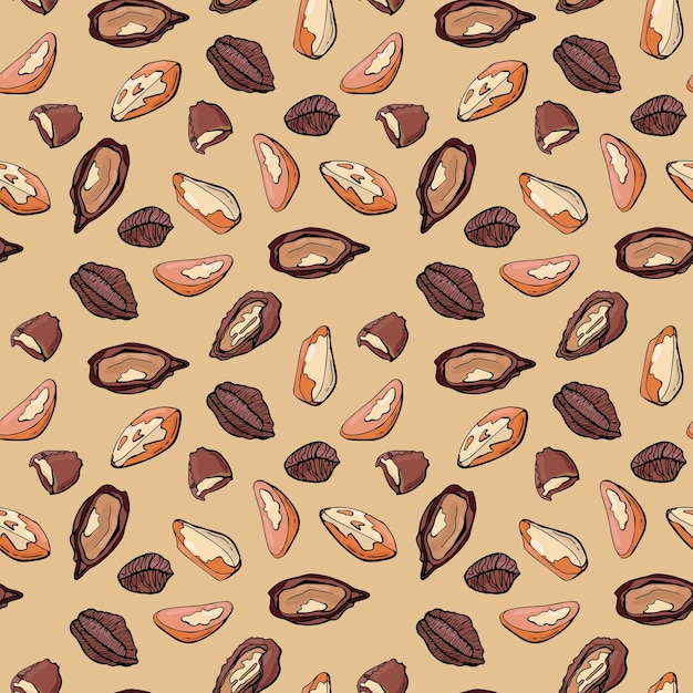 Бесшовный рисунок с бразильскими орехами Дизайн для упаковки тканевых текстильных обоев