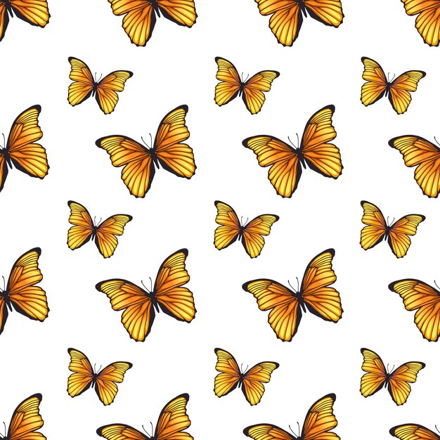 Seamless pattern with bright butterflies