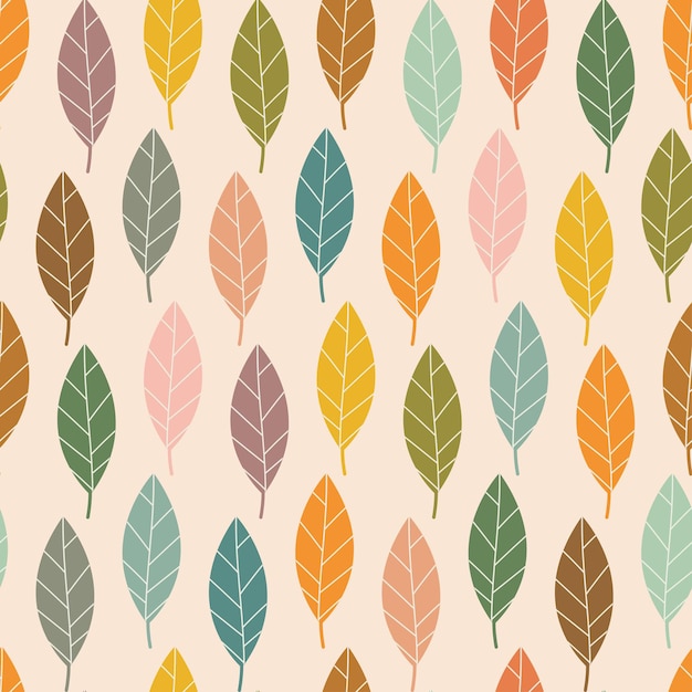 Seamless pattern with bright colorful leaves