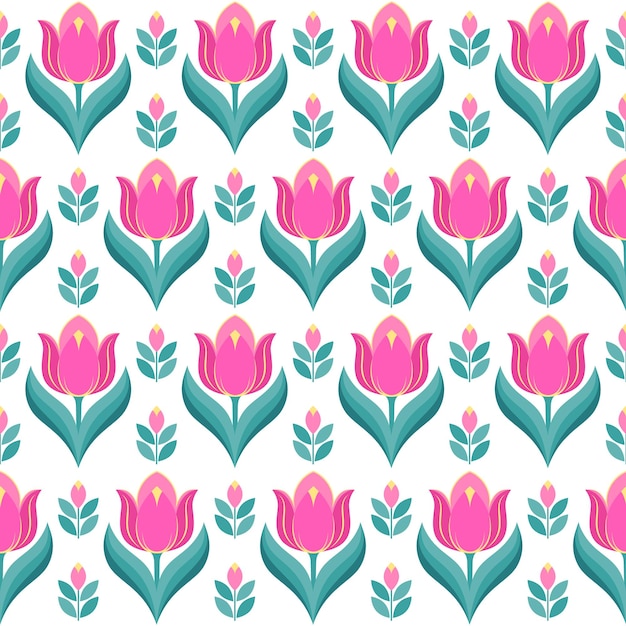 Vector seamless pattern with bright tulips on white backgroundwith this pattern you can make any clothes wallpapers and other things