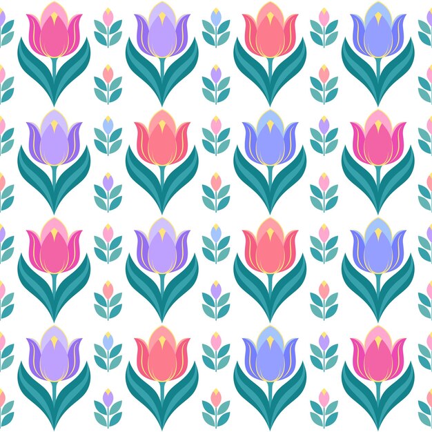 Seamless pattern with bright tulips on white backgroundWith this pattern you can make any clothes wallpapers and other things