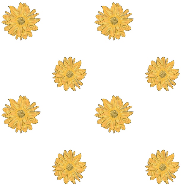 ベクトル 明るい黄色の花のベクトル図とのシームレスなパターン