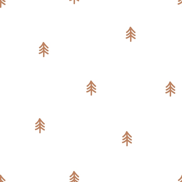 Vector seamless pattern with brown small tree