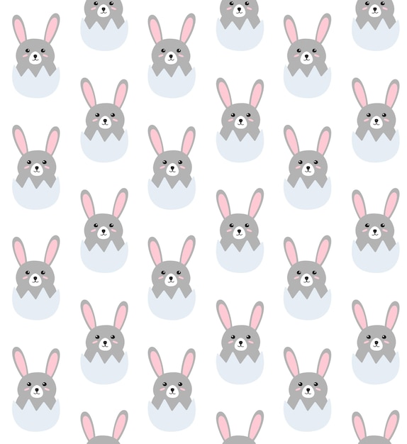 A seamless pattern with bunny faces.