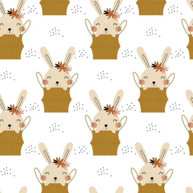 Seamless pattern with bunny Vector illustrations