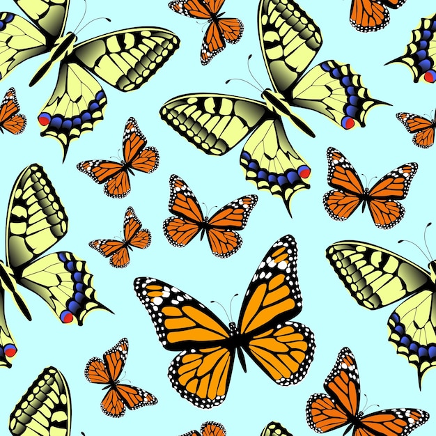 seamless pattern with butterflies vector illustration of tropical insects