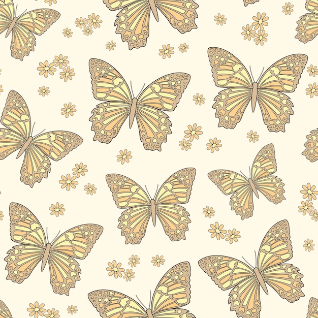 Seamless pattern with butterflies Vector illustration